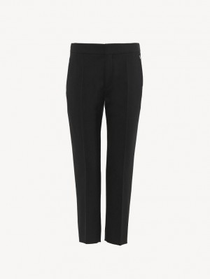 Black Chloe Cropped Cigarette Pants | CHE-SR13971