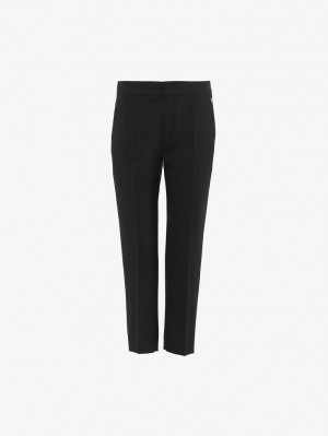 Black Chloe Cropped Cigarette Suiting | CHE-SR14048