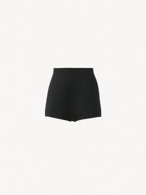 Black Chloe High-waisted Mini Shorts Knitwear | CHE-SR13924