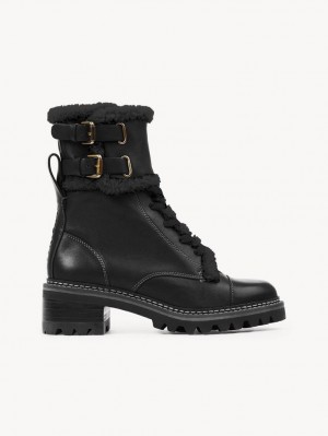 Black Chloe Mallory Biker Boots | CHE-SR14863