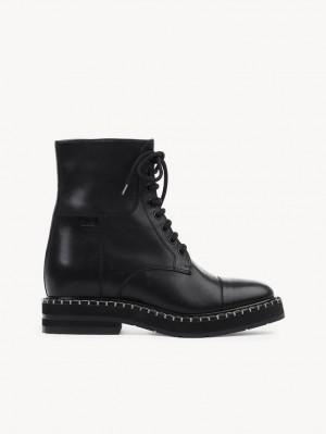 Black Chloe Noua Combat Boots | CHE-SR14242