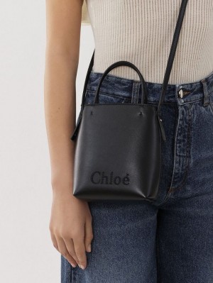 Black Chloe Sense Micro Shoulder Bags | CHE-SR13404