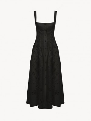 Black Chloe Sleeveless Midi Dresses | CHE-SR13846