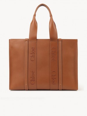 Caramel Chloe Large Woody Tote Bags | CHE-SR13348