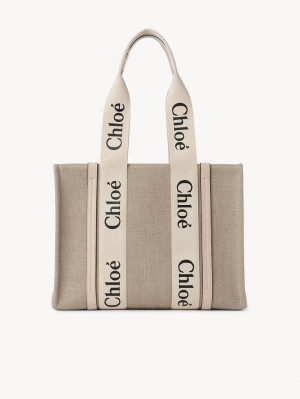 Cement Pink Chloe Medium Woody Tote Bags | CHE-SR13393