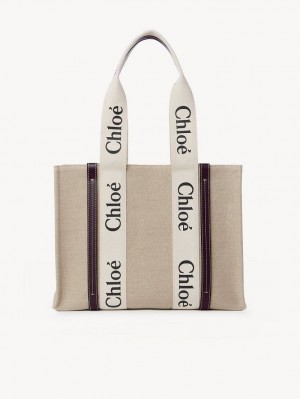 DEEP VIOLINE Chloe Medium Woody Tote Bags | CHE-SR13362