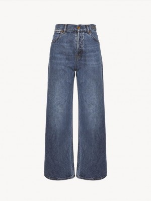 Dusky Blue Chloe Stromboli Wide Cropped Jeans | CHE-SR14011