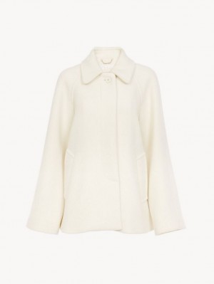 Eden White Chloe Short Cape Coats | CHE-SR13799