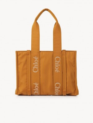 GOLDEN YELLOW Chloe Medium Woody Tote Bags | CHE-SR13287