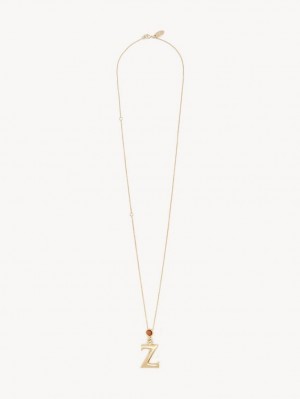 GOLD COLOR Chloe Alphabet With Pendant Necklaces | CHE-SR14330