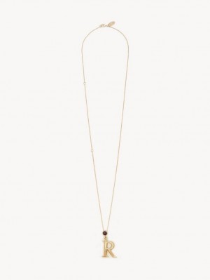 GOLD COLOR Chloe Alphabet With Pendant Necklaces | CHE-SR14338