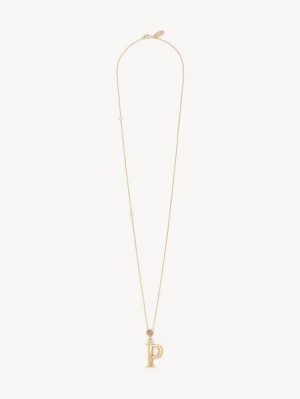 GOLD COLOR Chloe Alphabet With Pendant Necklaces | CHE-SR14340