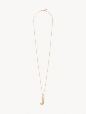 GOLD COLOR Chloe Alphabet With Pendant Necklaces | CHE-SR14346