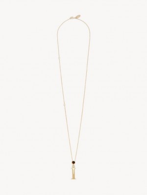 GOLD COLOR Chloe Alphabet With Pendant Necklaces | CHE-SR14347