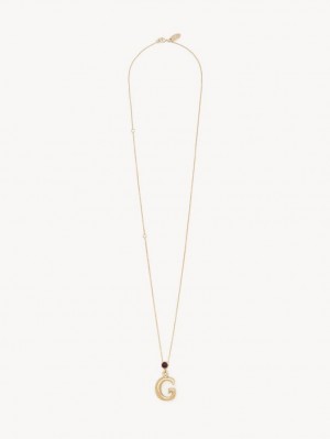 GOLD COLOR Chloe Alphabet With Pendant Necklaces | CHE-SR14349