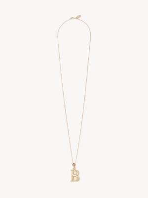 GOLD COLOR Chloe Alphabet With Pendant Necklaces | CHE-SR14422