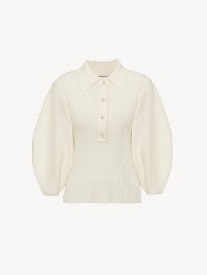 Iconic Milk Chloe Balloon-sleeve Polo Knitwear | CHE-SR13965