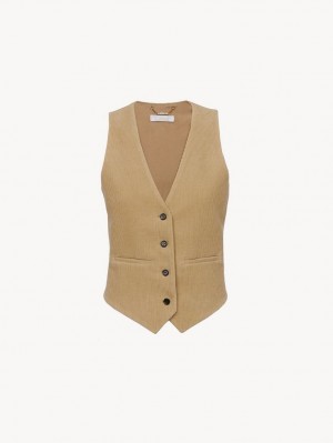 Pearl Beige Chloe Classic Vest Jackets | CHE-SR13806