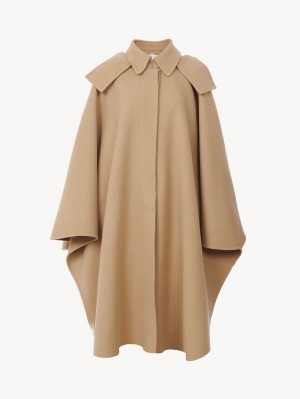 Pearl Beige Chloe Hooded Cape Coats | CHE-SR13821