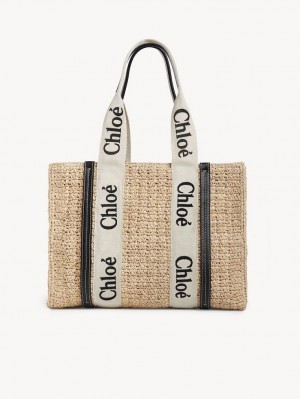 Sand Chloe Medium Woody Tote Bags | CHE-SR13368