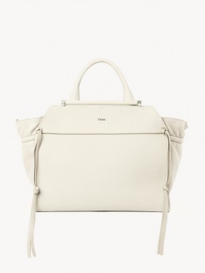 White Chloe Steph Medium Double Carry Tote Bags | CHE-SR13371