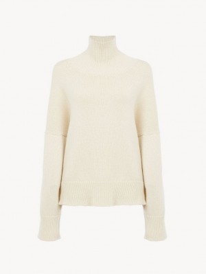 White Powder Chloe Oversized High-neck Knitwear | CHE-SR13927