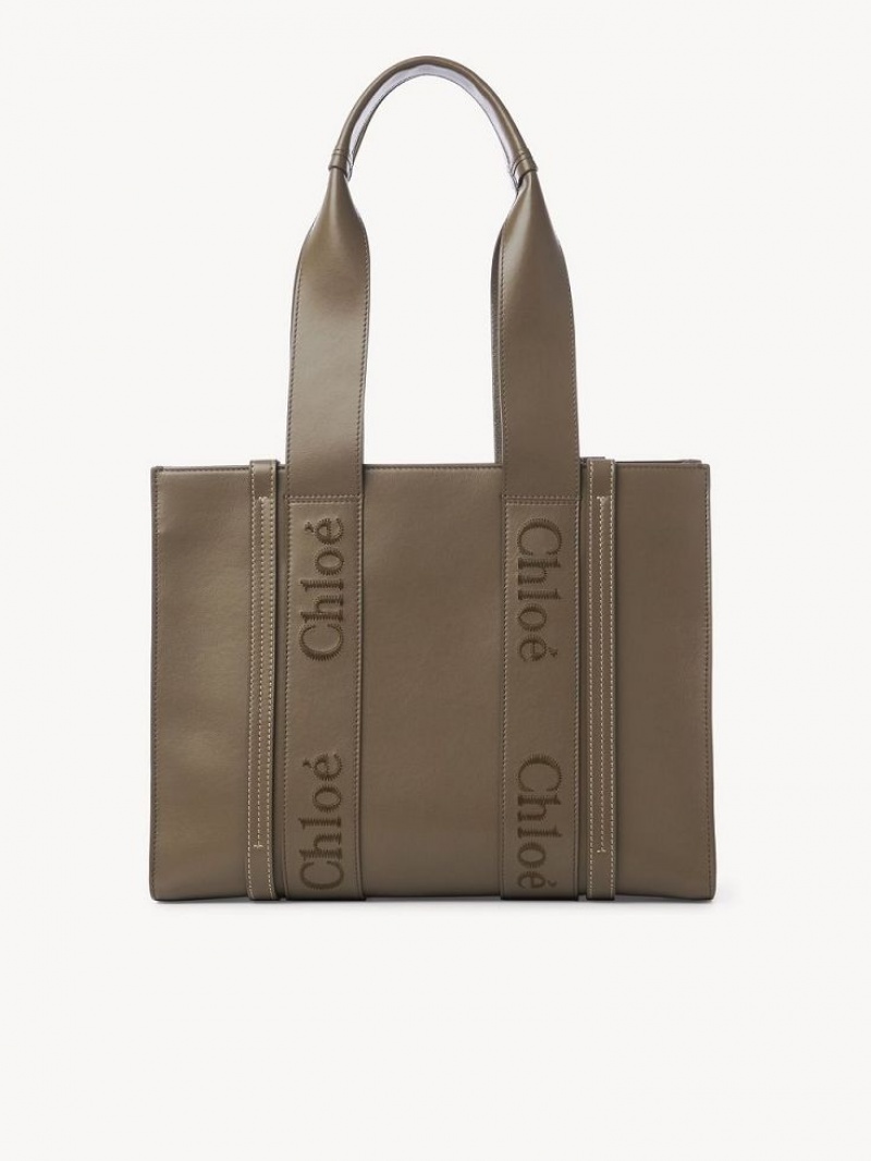 ARMY GREEN Chloe Medium Woody Tote Bags | CHE-SR13340