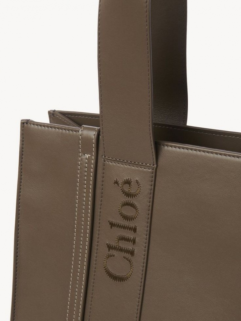 ARMY GREEN Chloe Medium Woody Tote Bags | CHE-SR13340