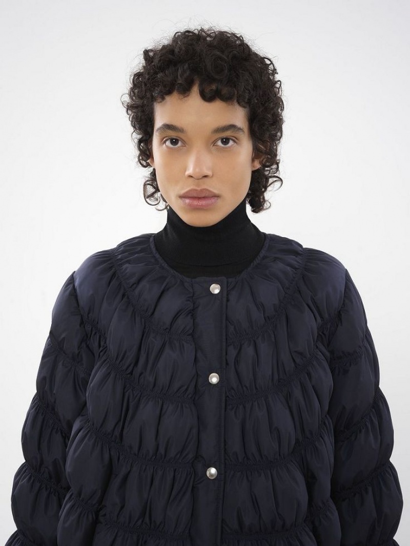 Abyss Blue Chloe Ruched Puffer Jackets | CHE-SR13809