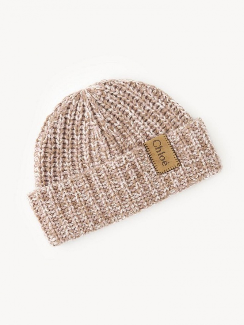 BEIGE - PINK 1 Chloe Chunky Knitted Beanie Hats | CHE-SR14474