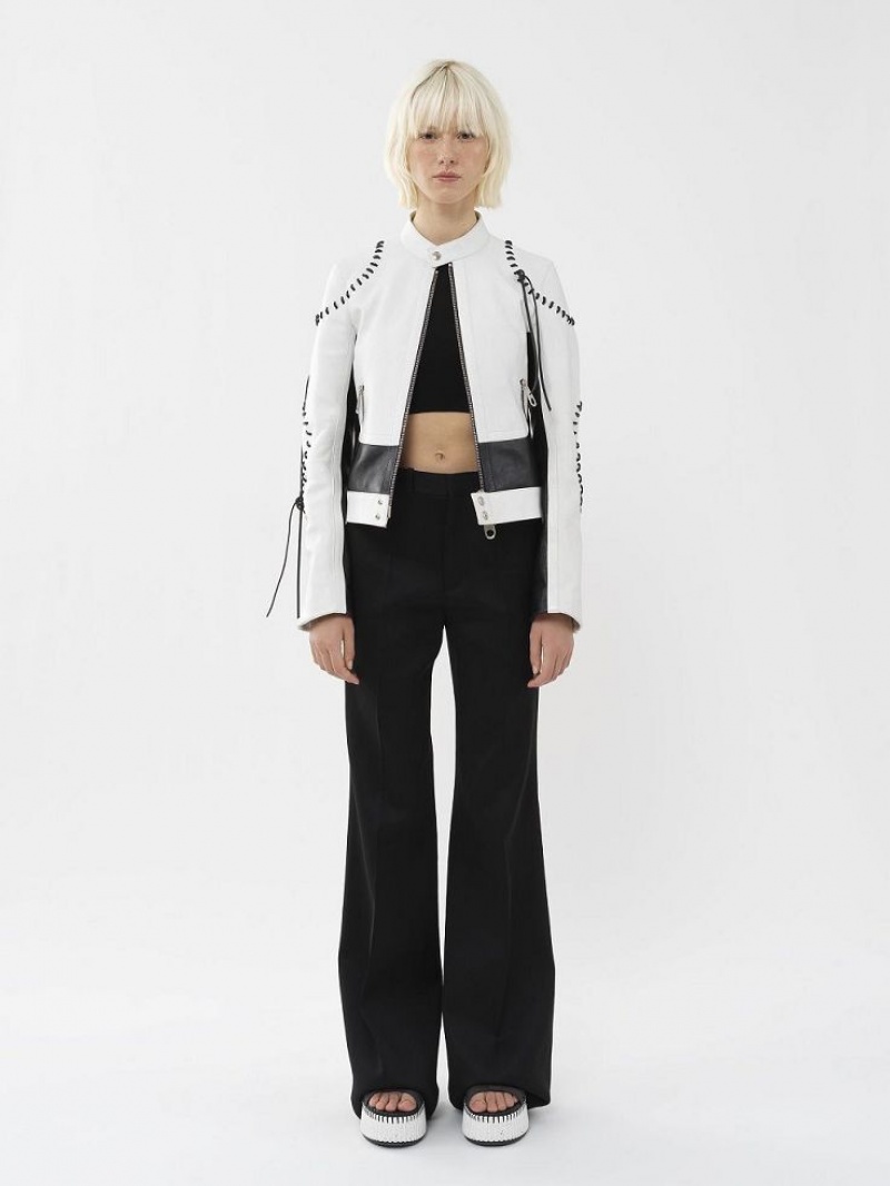 BLACK - WHITE 1 Chloe Biker Jacket Leather | CHE-SR14106