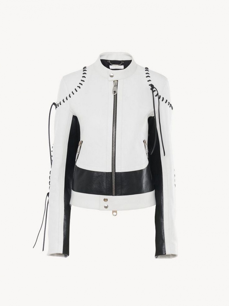 BLACK - WHITE 1 Chloe Biker Jackets | CHE-SR13784