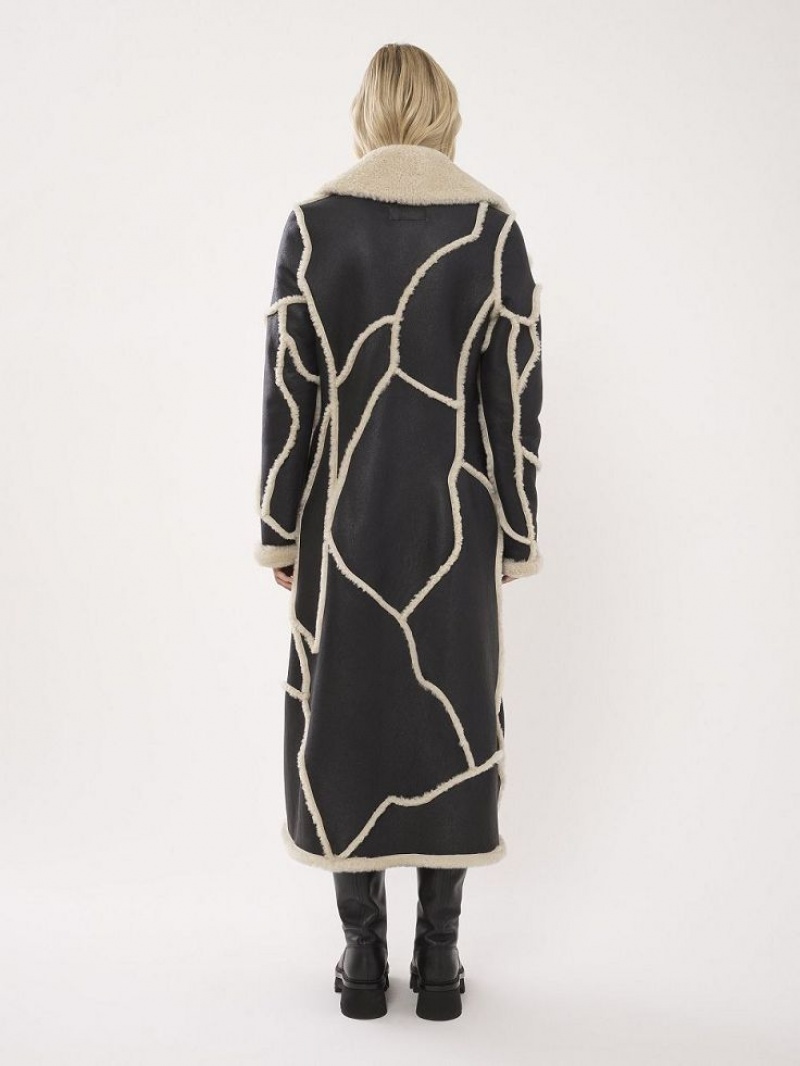 BLACK - WHITE 1 Chloe Long Coats | CHE-SR13816