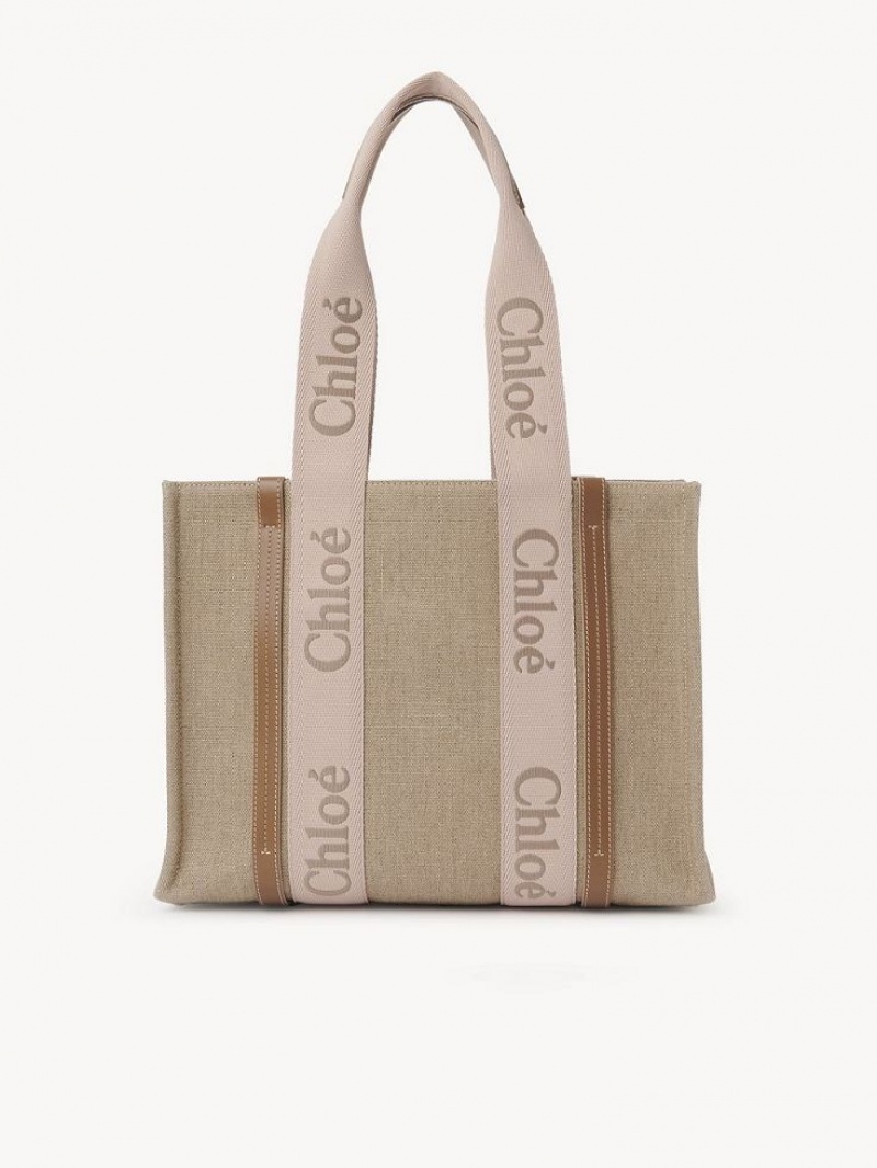 BLUSHY BEIGE Chloe Medium Woody Tote Bags | CHE-SR13385