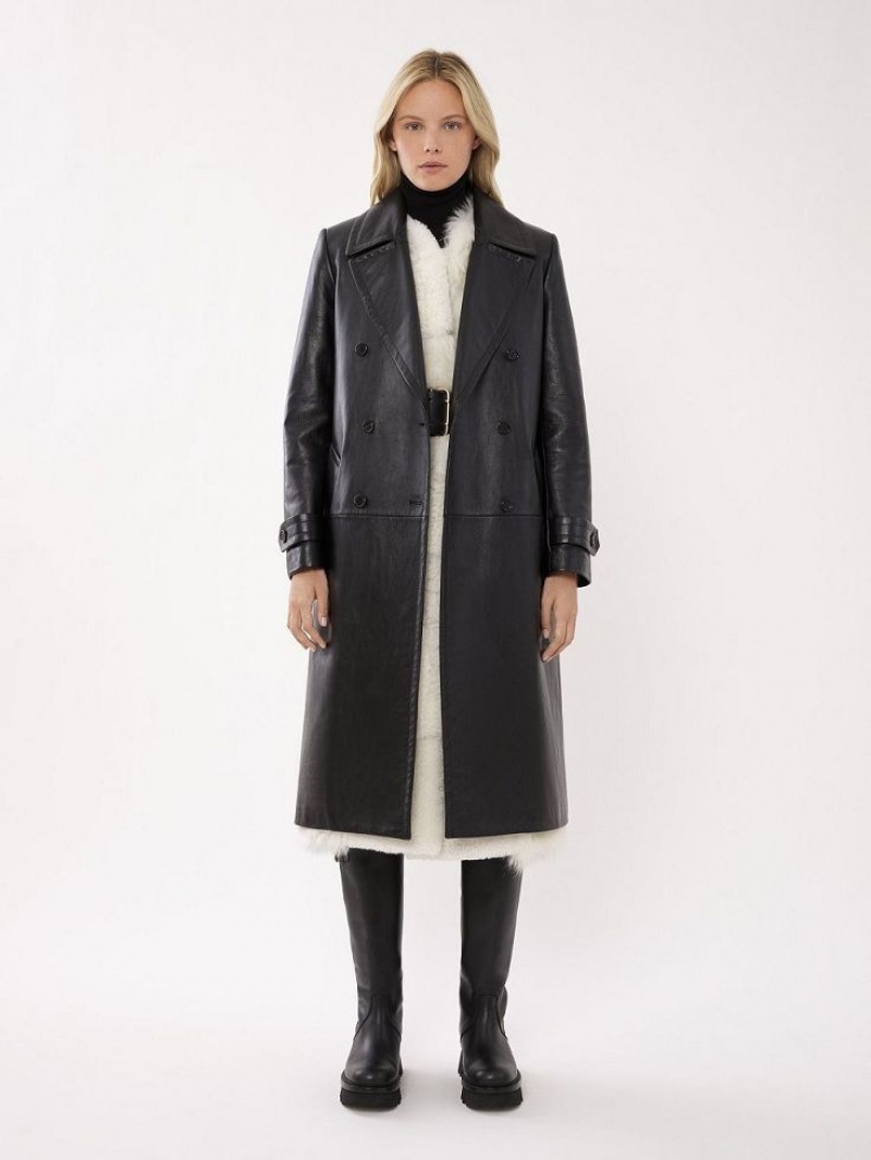 Black Chloe Below-the-knee Coats | CHE-SR13822