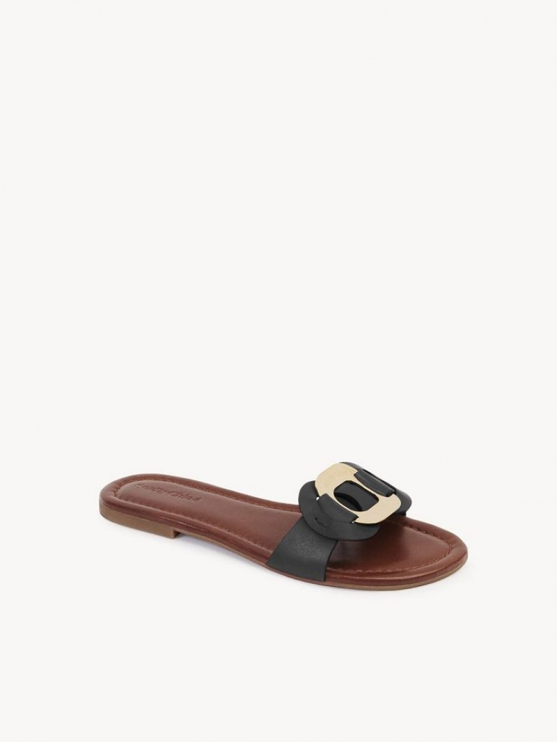 Black Chloe Chany Mule Flats | CHE-SR14838