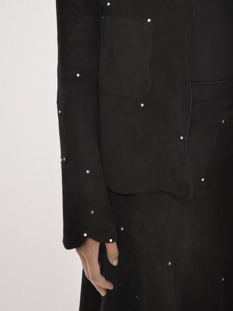 Black Chloe Collarless Fitted Jackets | CHE-SR13778