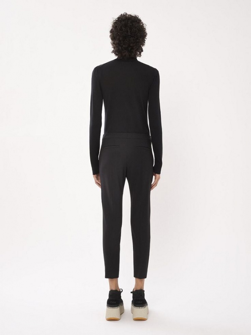 Black Chloe Cropped Cigarette Pants | CHE-SR13971