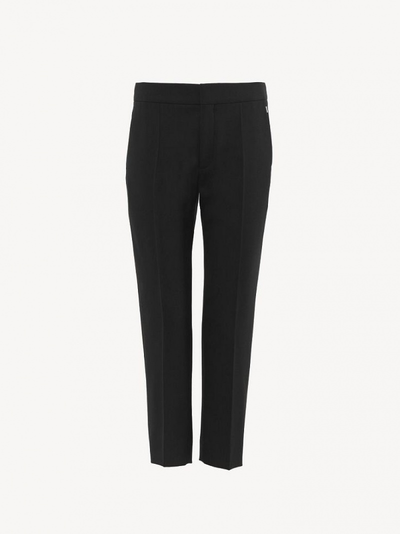 Black Chloe Cropped Cigarette Pants | CHE-SR13971