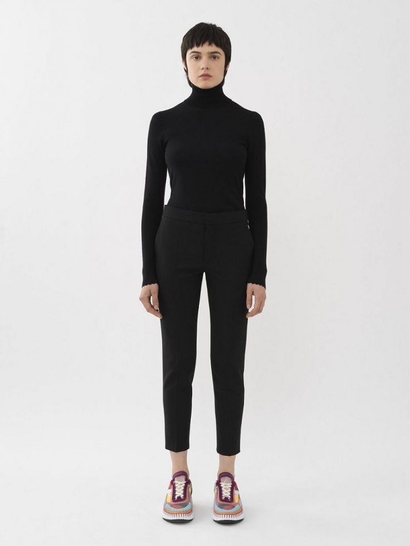 Black Chloe Cropped Cigarette Suiting | CHE-SR14048