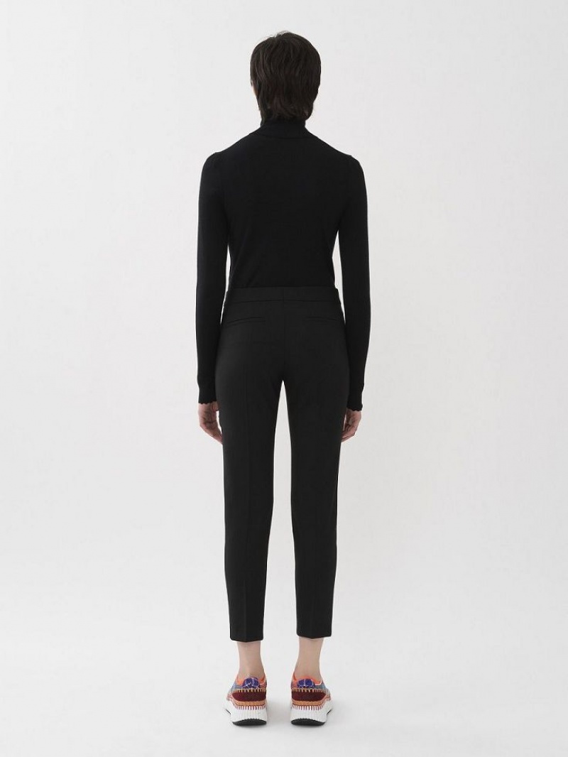 Black Chloe Cropped Cigarette Suiting | CHE-SR14048