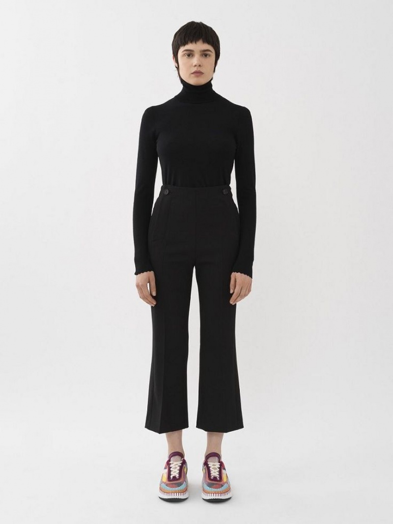 Black Chloe Cropped Sailor Pants | CHE-SR13994