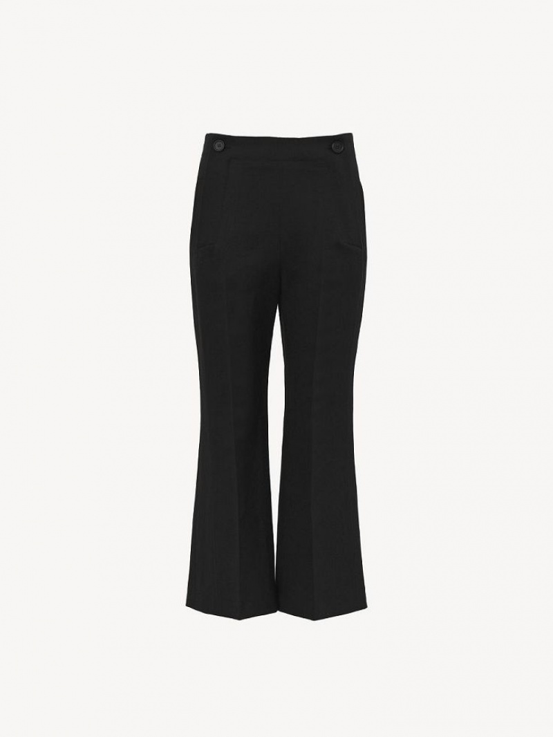 Black Chloe Cropped Sailor Pants | CHE-SR13994