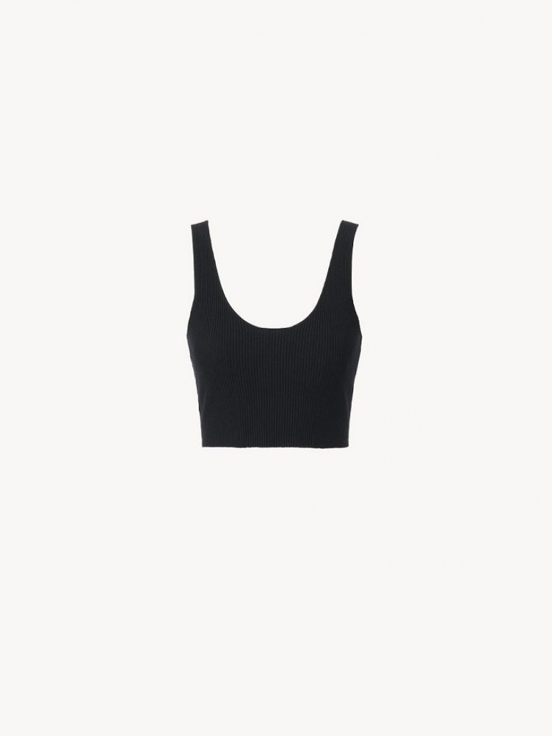 Black Chloe Cropped Tank Knitwear | CHE-SR13922