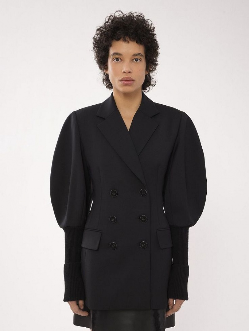 Black Chloe Double-breasted Tailored Jackets | CHE-SR13773