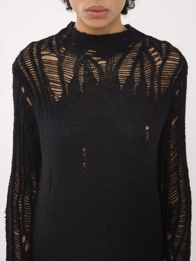 Black Chloe Fitted Mock-neck Knitwear | CHE-SR13952