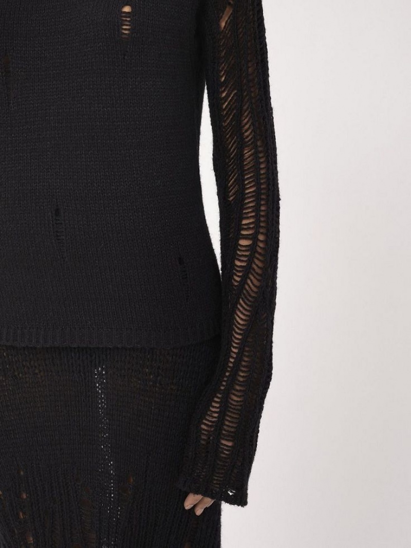 Black Chloe Fitted Mock-neck Knitwear | CHE-SR13952