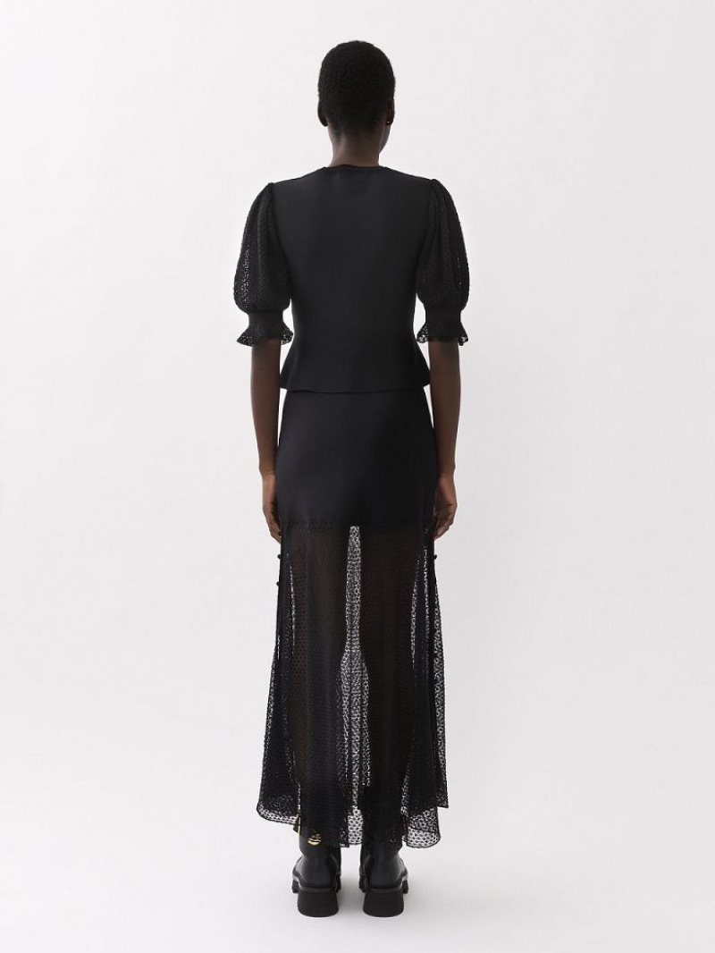 Black Chloe Flared Maxi Knitwear | CHE-SR13948