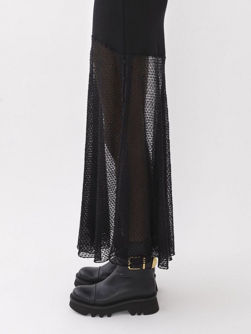 Black Chloe Flared Maxi Knitwear | CHE-SR13948