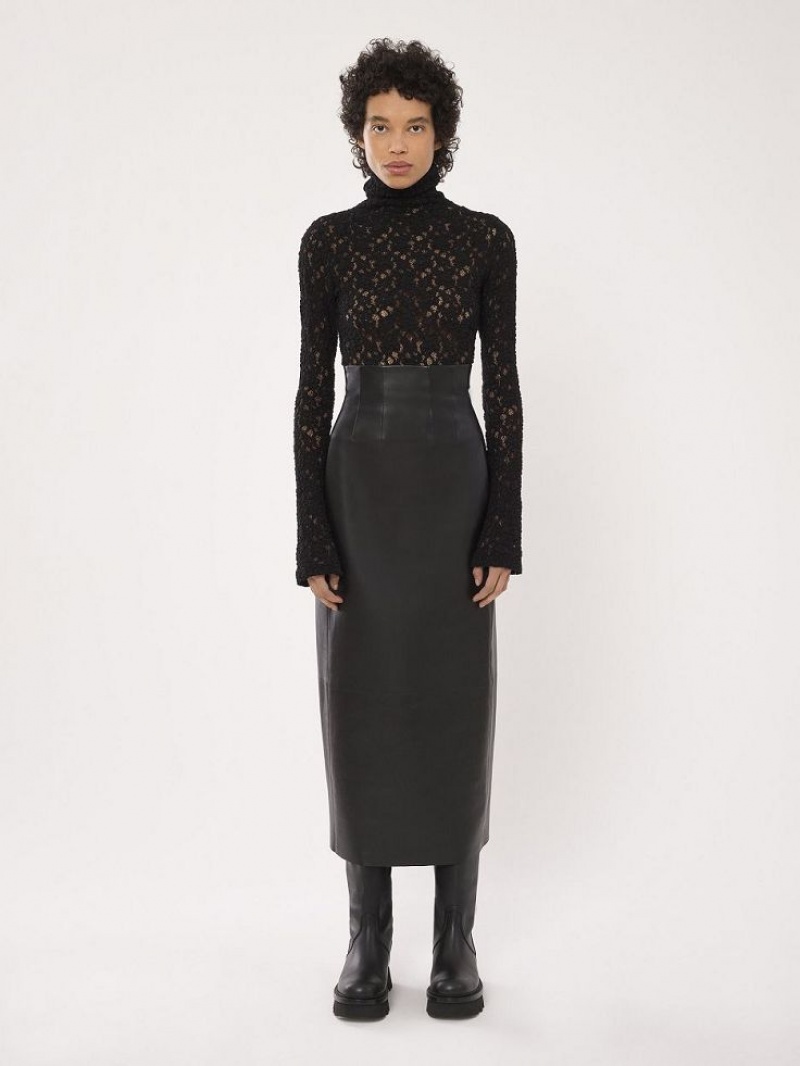 Black Chloe High-waisted Midi Skirts | CHE-SR14089